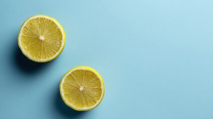 Lemon Wedges on Soft Blue Backdrop Create a Fresh and Clean Layout Perfect for Culinary and Lifestyle Presentations
