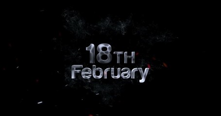 18 February, Eighteen february text in smoke effect with sparks cinematic video