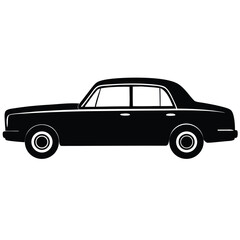 Fototapeta premium Classic Black Sedan Car Side View Illustration Automotive Design Icon Style