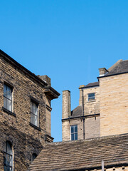 group of typical 19th century old industrial stone buildings in the little germany district of...