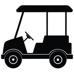 Fototapeta premium Silhouette Illustration of a Golf Cart with Distinct Details and Clear Outline