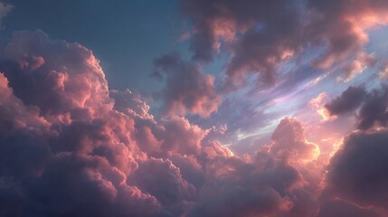 Ethereal pink clouds at sunset create a dreamy and calming atmosphere in the sky