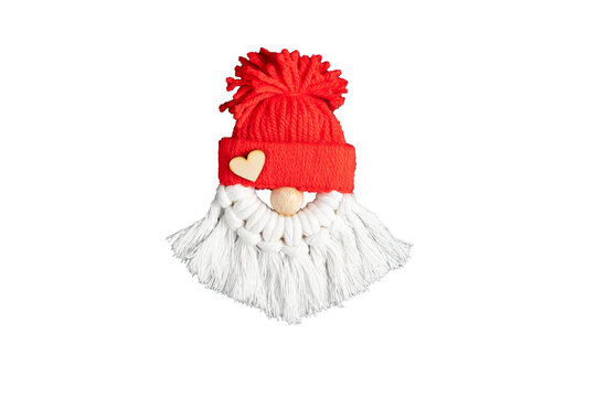 Red handmade gnome ornament with yarn beard
- Powered by Adobe