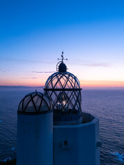 Aerial view from a drone of the surroundings The Gorliz lighthouse on Cape Billano, between Gorliz...