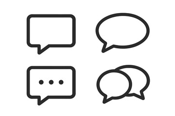 Chat bubble vector icon set. Outline speech balloon illustration for communication, social media, and messaging. Modern dialogue, comment, and thinking graphic elements.