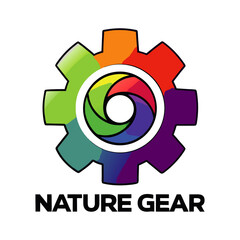 design a modern colorful logo combining a gear