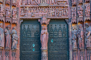 Roman Catholic Strasbourg Cathedral (Cathedral of Our Lady of Strasbourg or Cathedrale Notre-Dame...