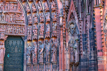Roman Catholic Strasbourg Cathedral (Cathedral of Our Lady of Strasbourg or Cathedrale Notre-Dame...
