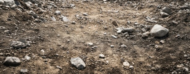 The textured surface of a rocky, earthy pathway in nature.
