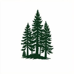 Fototapeta premium Silhouettes of three tall evergreen trees