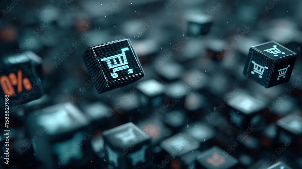 Fototapete abstract digital rendering showcasing online shopping and e-commerce concepts effectively