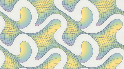 Abstract flowing geometric pattern with pastel gradient and grid overlay