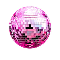 Pink disco ball isolated on transparent background