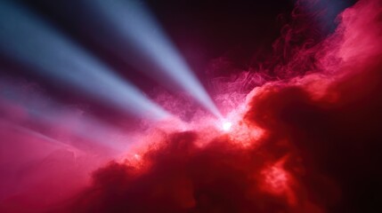 Abstract background of swirling smoke and laser lights on a concert stage, energetic. Party, live music. Vibrant.