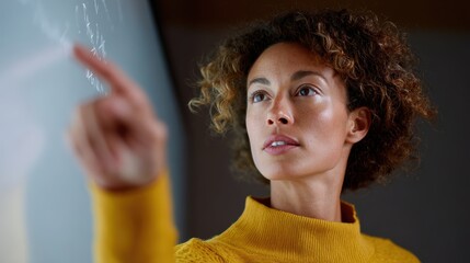 Educator explaining concept with digital whiteboard