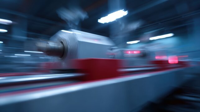 Abstract background of blurred industrial machinery in motion, dynamism of a factory. Power, speed. Energetic.