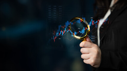 Candlestick chart visualizing financial market trends, investment patterns, price fluctuations, and...