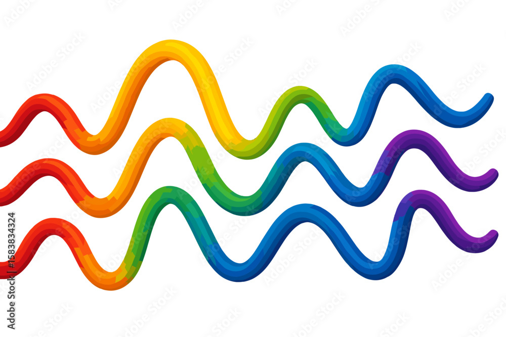 Poster abstract 3d rainbow wave element. set of colorful fluid gradient lines. dynamic flowing shape. moder
