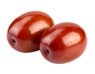 Obraz premium Two ripe jujube fruits isolated on transparent background