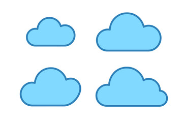 Blue clouds icon vector illustration, transparent png and digital graphic design, weather symbol, sky clouds flat icon, modern minimalist style graphic asset