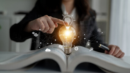 AI innovation with neural network and digital transformation. AI innovation drives automation,...