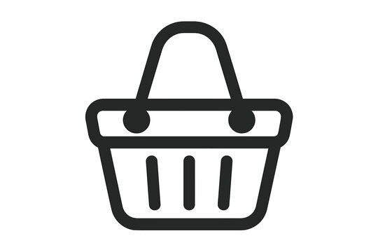 Shopping basket icon vector for online store and e-commerce. Add to cart button for web and mobile app. Buy and purchase pictogram. Grocery bag symbol for retail business.