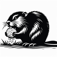 vector illustration of a black and white squirrel