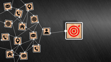 Red dartboard sign as a target connected with many business person or working staff. Target...