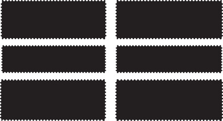 Obraz premium Vector art of six black perforated rectangle labels or stamp shapes