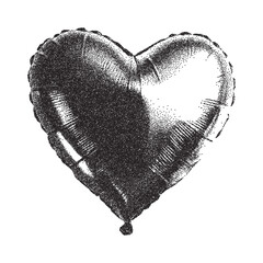 Foil air heart in stipplism effect. Dot-style air balloon design. Grunge style. Valentine's Day. Collage design. Love