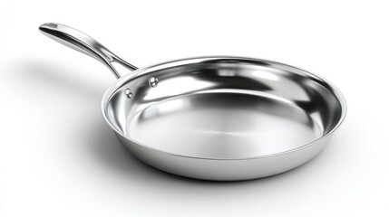Stainless steel frying pan on white background (1)