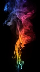 Fototapeta premium Colorful smoke rising on black background, abstract design element