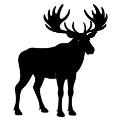 big moose with antlers isolated full length silhou