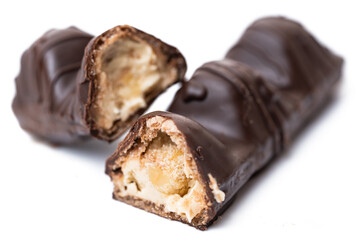 chocolate bar with nut isolated