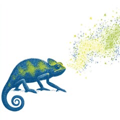 Naklejka premium Chameleon and vibrant particles