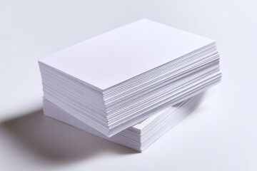A stack of crisp, white blank thank you cards, isolated on a pure white background. Gratitude, stationery.