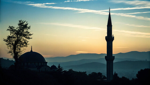 mosque at sunset ramdan indian muslim festival