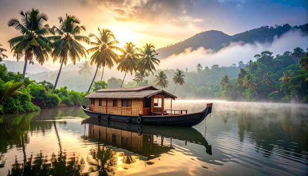 Kerala Houseboat in Rain