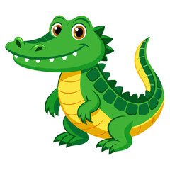 Fototapeta premium Cartoon alligator character smiling with a cheerful expression 