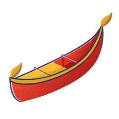 Red and yellow canoe illustration in a minimalist style  
