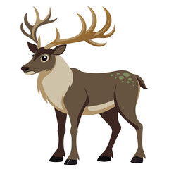 Obraz premium Cartoon caribou standing with antlers and a playful expression 