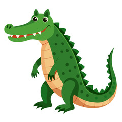 Naklejka premium Cartoon crocodile standing and smiling with a friendly expression 