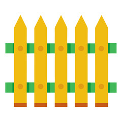 Colorful wooden fence illustration in flat design style  