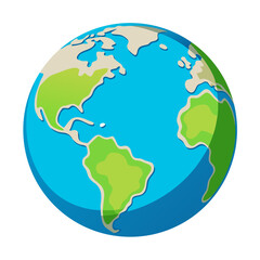 Fototapeta premium Colorful globe with continents and oceans in flat design 