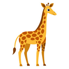 Fototapeta premium Cartoon giraffe standing in a playful pose with brown spots 