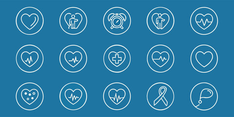 Heartbeat medical health care symbols cardiology