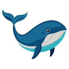 Naklejka premium Cartoon whale swimming with playful expression in vibrant colors 