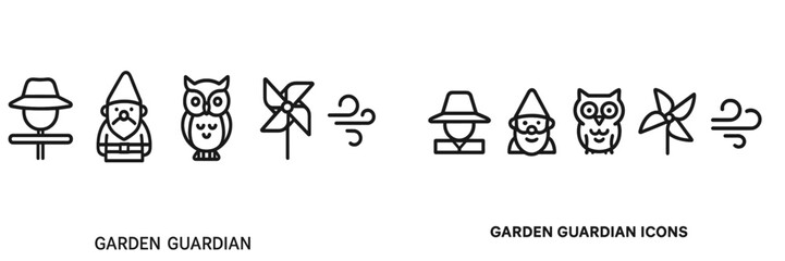 Fototapeta premium Garden guardians provide whimsical charm with icons representing protection and nature in outdoor spaces