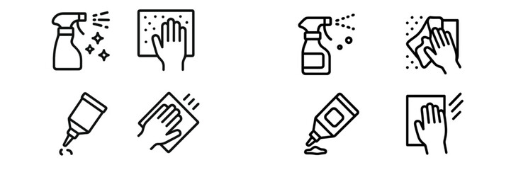 Cleaning tools and supplies for home maintenance and sanitization during spring cleaning activities