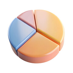 Colorful pie chart isolated on transparent background